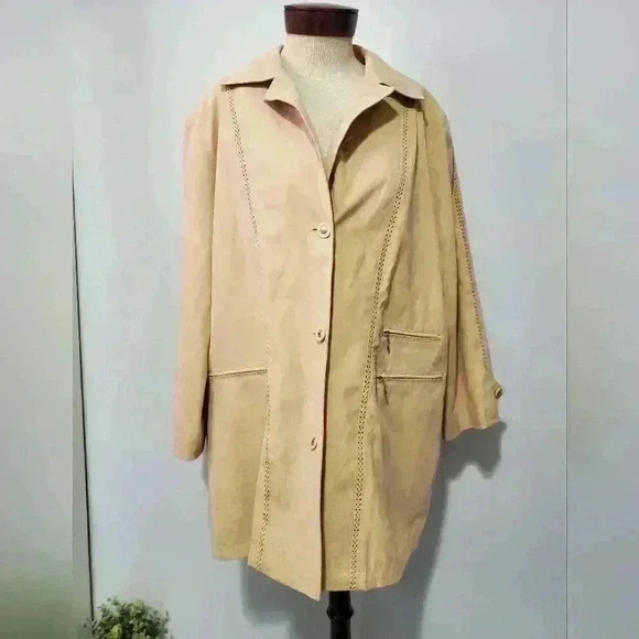 FEN NELLI Limited edition  camel lightweight faux suede jacket. Size 13/14 - Picture 1 of 16